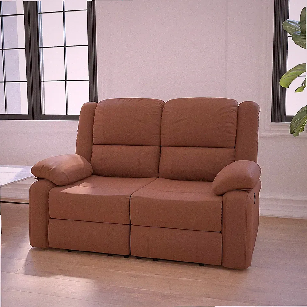 Chocolate Brown Microfiber Loveseat with Dual Recliners for Ultimate Comfort