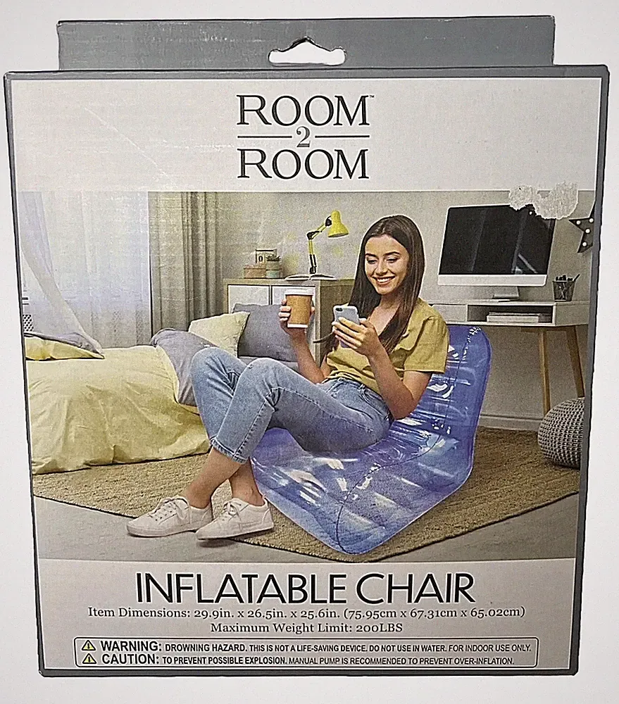 Inflatable Blow Up Chair Lounger Indoor Comfy Bubble Chair ~PINK, BLUE, CLEAR