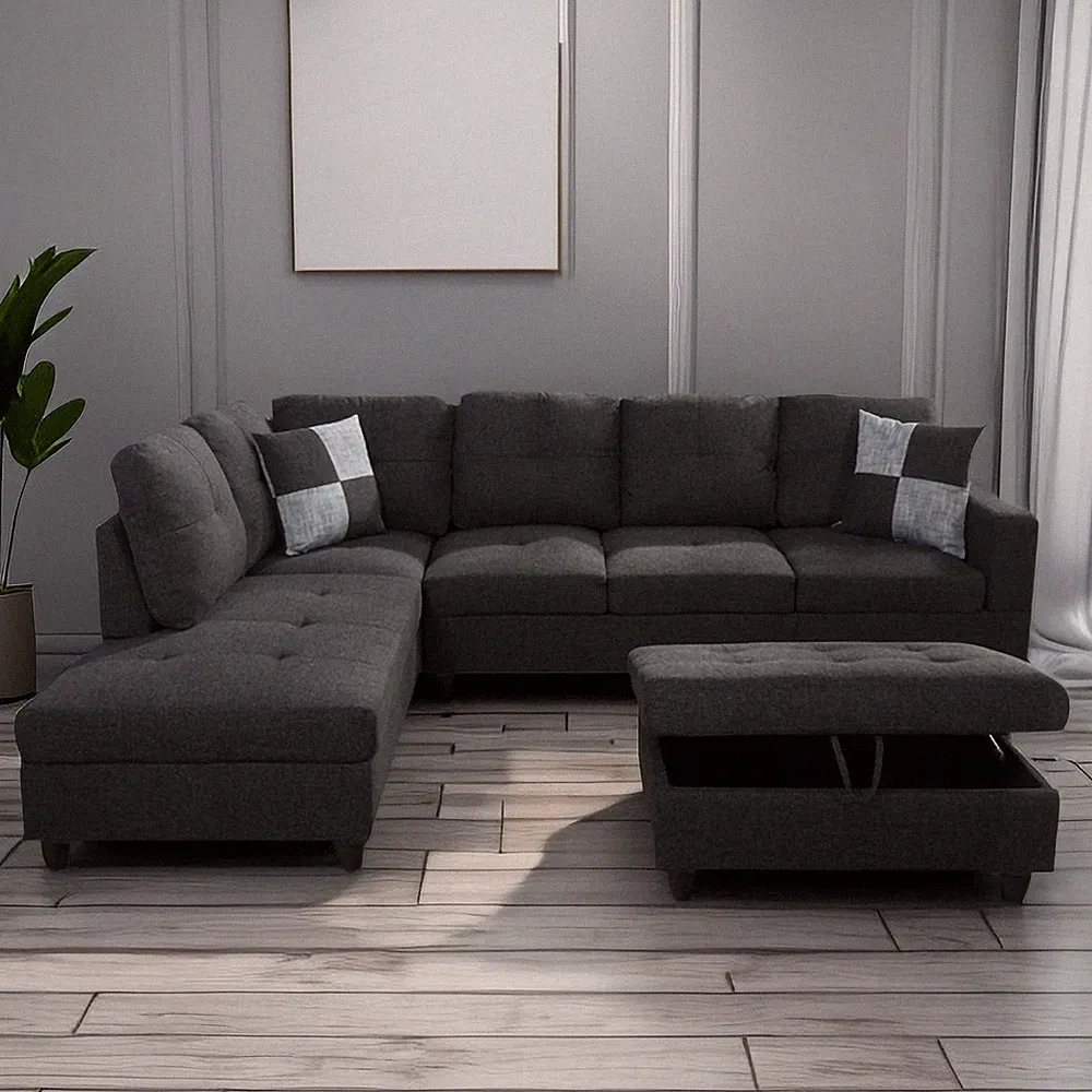 L-Shaped Convertible Sectional Sofa Couch w/ Chaise Modern Living Room Sofa Sets
