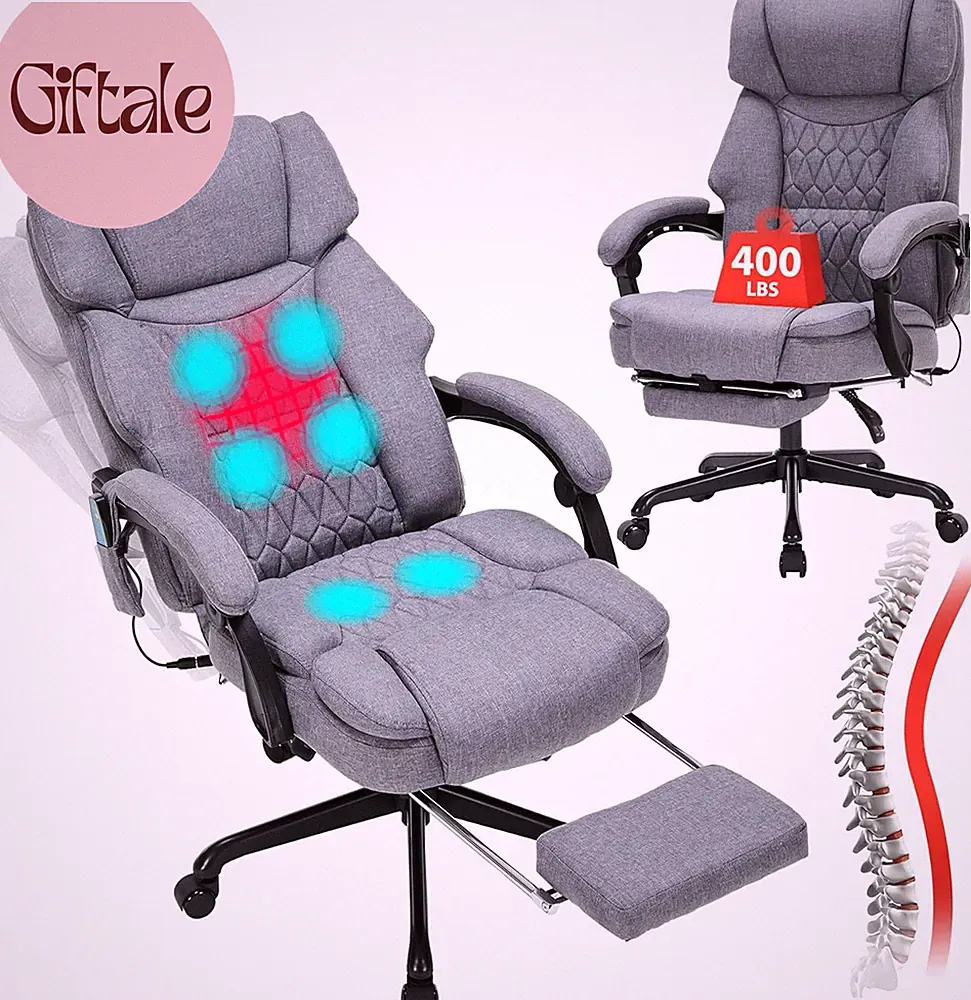 Massage Office Chair with Heat,Reclining Office Chair with Foot Rest,6 Points Vi