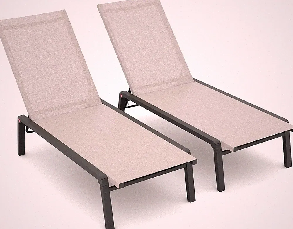 Patio Chaise Lounge Set of 2 with 4 Adjustable Backrest, Foldable Aluminum Ch...