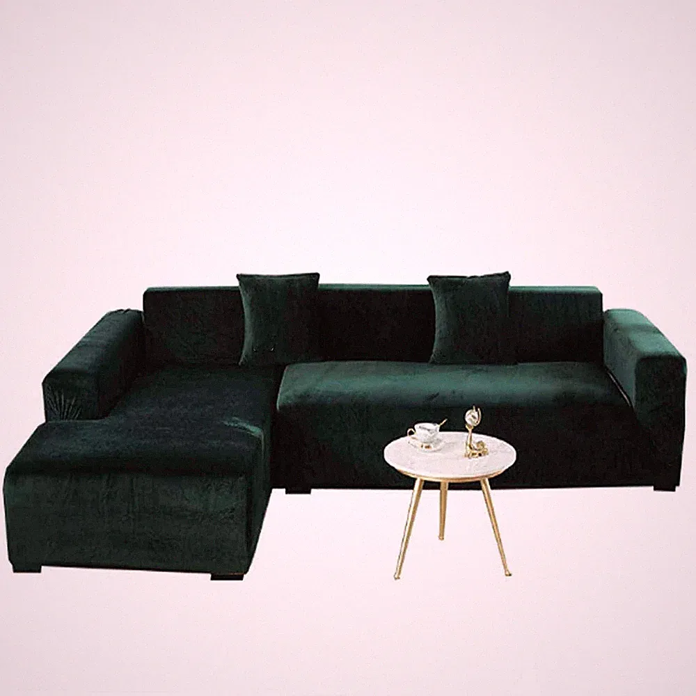 Plush Sofa Cover for 3 Cushion Couch, Velvet Couch Cover Stretch Recliner Cha...