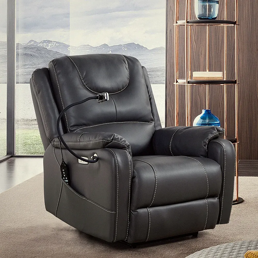 Power Zero Gravity Massage Recliner w/ Heat & Charging USB Ports, Side Pockets