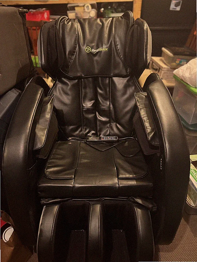 Real Relax Zero Gravity Full Body Massage Recliner Chair - Black leather