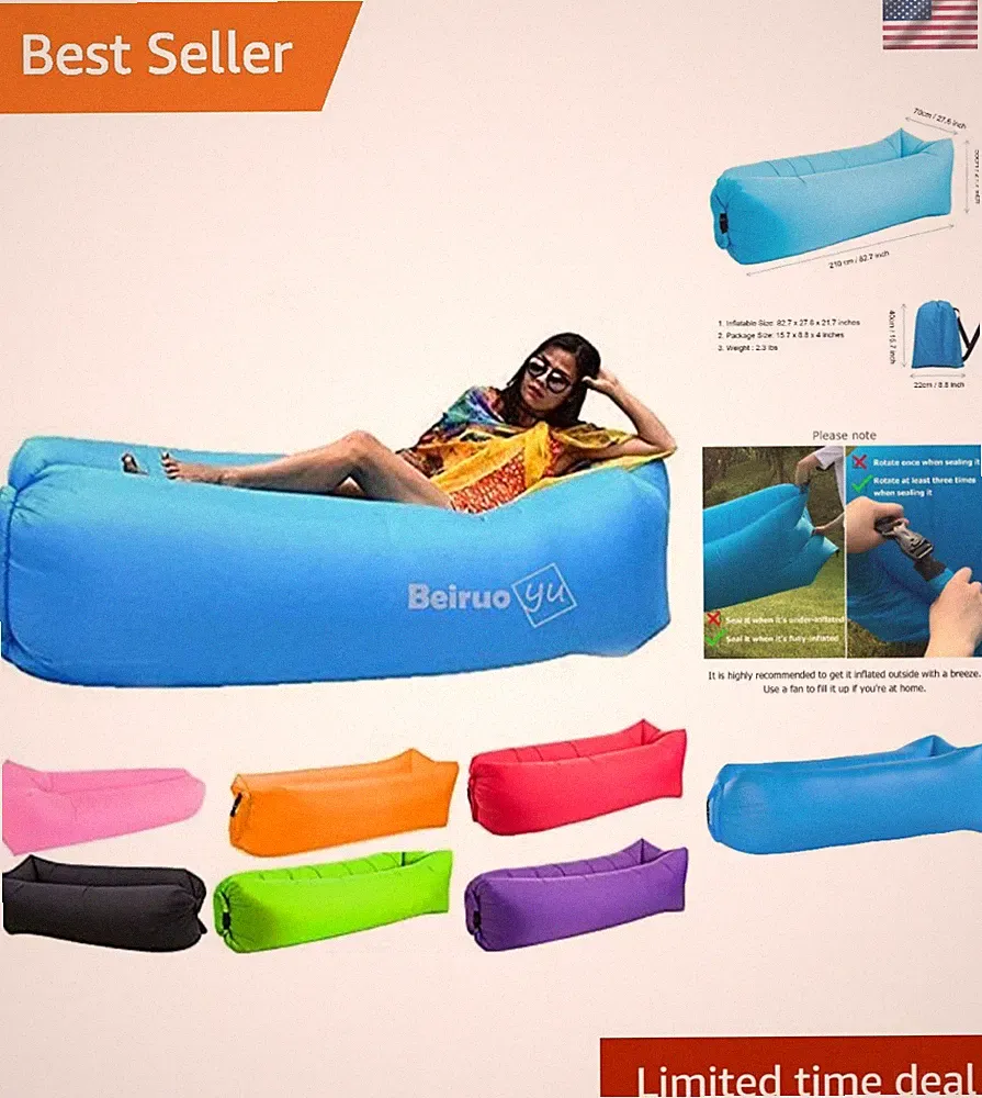 Ultimate Inflatable Lounger with Square Headrest - Portable Comfort Solution